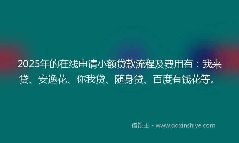 2025年的在线申请小额贷款流程及费用有：我来贷、安逸花、你我贷、随身贷、百度有钱花等。