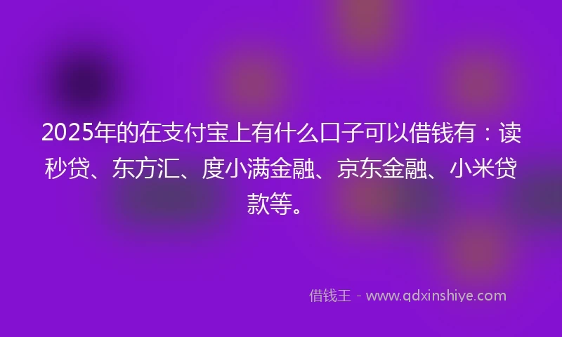 2025年的在支付宝上有什么口子可以借钱有：读秒贷、东方汇、度小满金融、京东金融、小米贷款等。