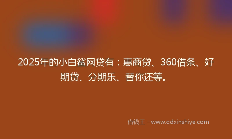 2025年的小白鲨网贷有：惠商贷、360借条、好期贷、分期乐、替你还等。