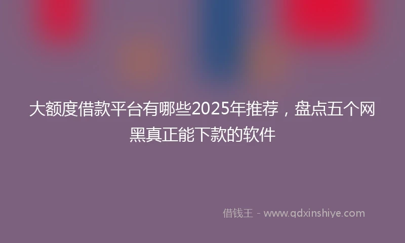 大额度借款平台有哪些2025年推荐，盘点五个网黑真正能下款的软件
