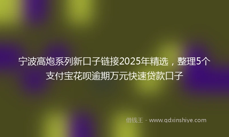 宁波高炮系列新口子链接2025年精选，整理5个支付宝花呗逾期万元快速贷款口子