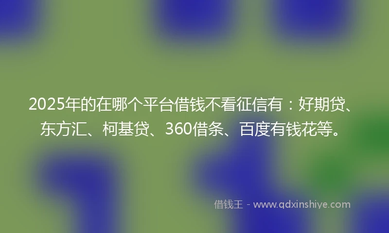 2025年的在哪个平台借钱不看征信有：好期贷、东方汇、柯基贷、360借条、百度有钱花等。