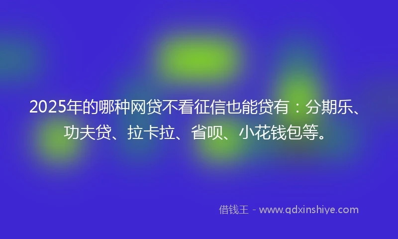 2025年的哪种网贷不看征信也能贷有：分期乐、功夫贷、拉卡拉、省呗、小花钱包等。