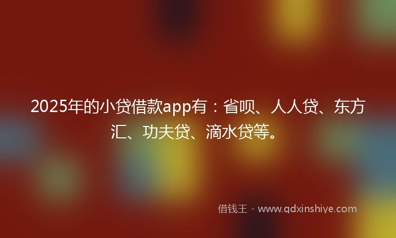 2025年的小贷借款app有：省呗、人人贷、东方汇、功夫贷、滴水贷等。