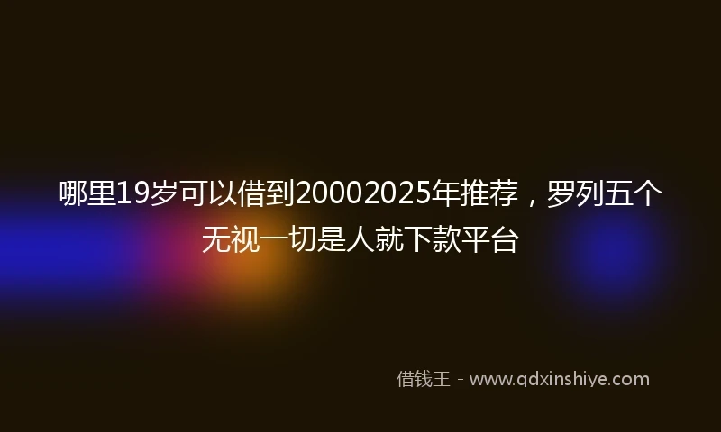 哪里19岁可以借到20002025年推荐，罗列五个无视一切是人就下款平台