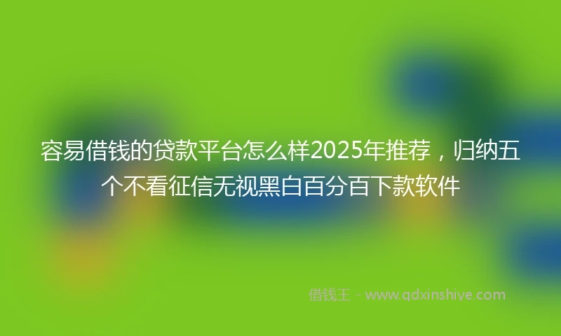 容易借钱的贷款平台怎么样2025年推荐，归纳五个不看征信无视黑白百分百下款软件