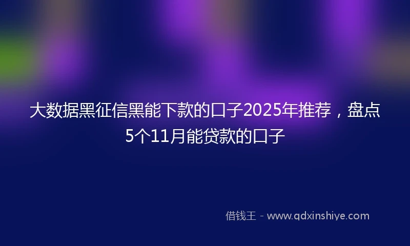 大数据黑征信黑能下款的口子2025年推荐，盘点5个11月能贷款的口子