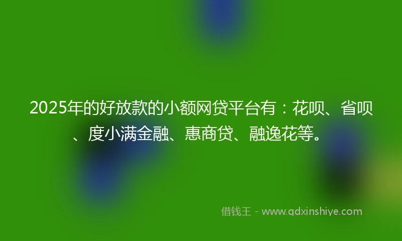 2025年的好放款的小额网贷平台有：花呗、省呗、度小满金融、惠商贷、融逸花等。