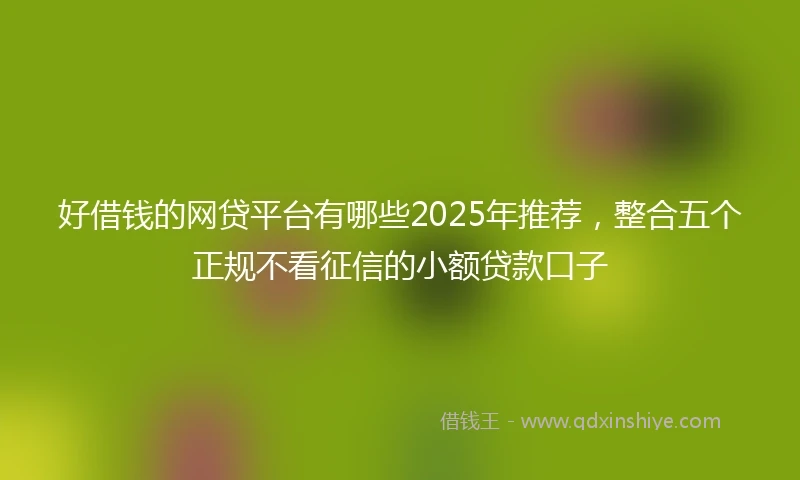 好借钱的网贷平台有哪些2025年推荐，整合五个正规不看征信的小额贷款口子