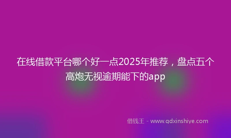 在线借款平台哪个好一点2025年推荐，盘点五个高炮无视逾期能下的app