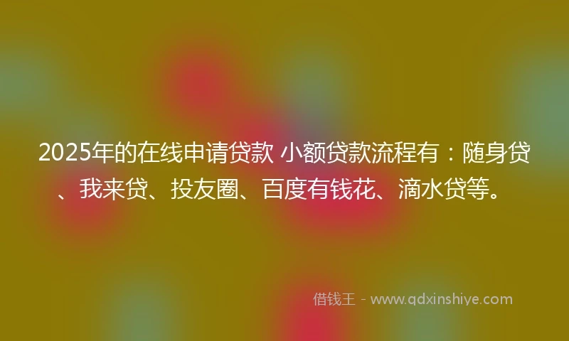 2025年的在线申请贷款 小额贷款流程有：随身贷、我来贷、投友圈、百度有钱花、滴水贷等。