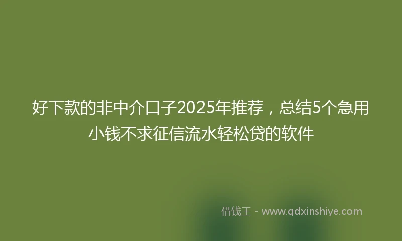 好下款的非中介口子2025年推荐，总结5个急用小钱不求征信流水轻松贷的软件