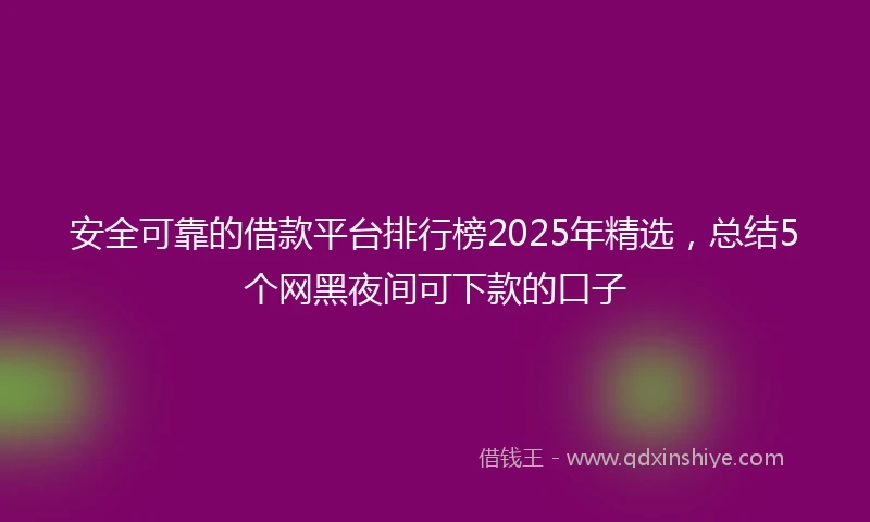 安全可靠的借款平台排行榜2025年精选，总结5个网黑夜间可下款的口子