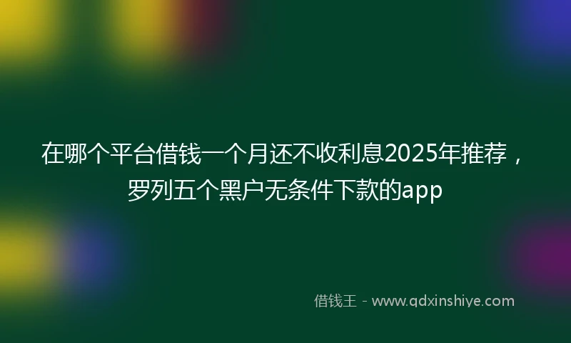 在哪个平台借钱一个月还不收利息2025年推荐，罗列五个黑户无条件下款的app