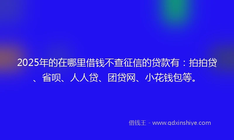 2025年的在哪里借钱不查征信的贷款有：拍拍贷、省呗、人人贷、团贷网、小花钱包等。