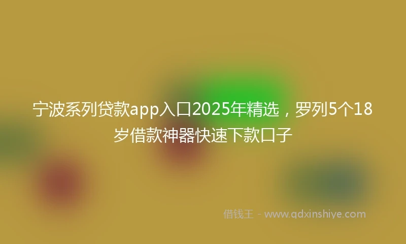 宁波系列贷款app入口2025年精选，罗列5个18岁借款神器快速下款口子