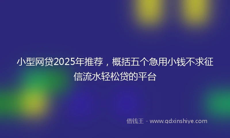 小型网贷2025年推荐，概括五个急用小钱不求征信流水轻松贷的平台