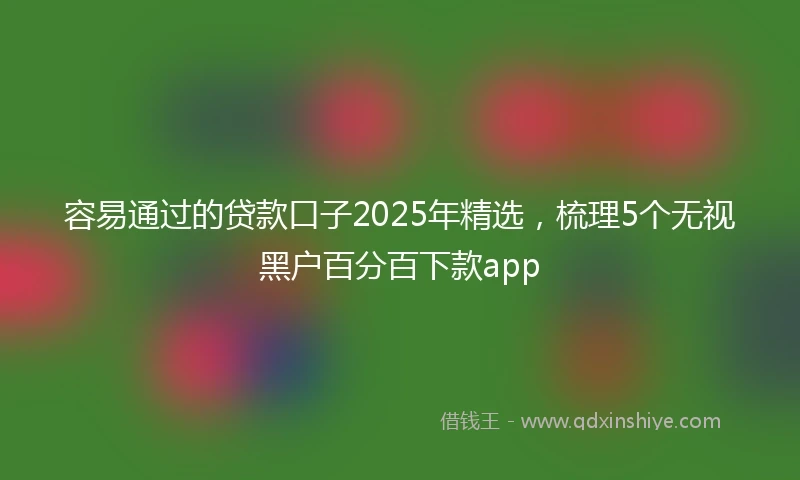 容易通过的贷款口子2025年精选，梳理5个无视黑户百分百下款app