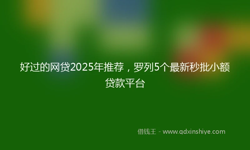 好过的网贷2025年推荐，罗列5个最新秒批小额贷款平台