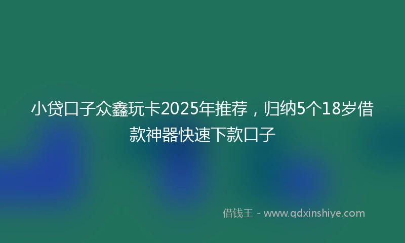 小贷口子众鑫玩卡2025年推荐，归纳5个18岁借款神器快速下款口子