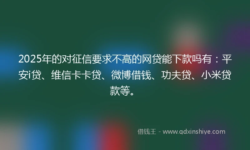 2025年的对征信要求不高的网贷能下款吗有：平安i贷、维信卡卡贷、微博借钱、功夫贷、小米贷款等。