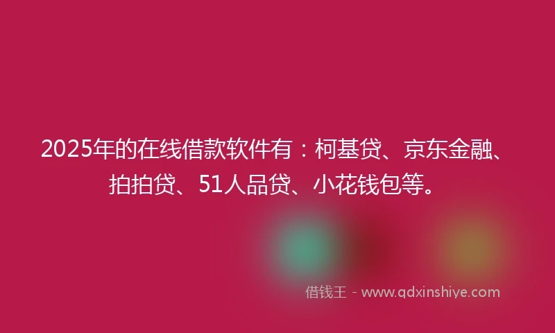 2025年的在线借款软件有：柯基贷、京东金融、拍拍贷、51人品贷、小花钱包等。