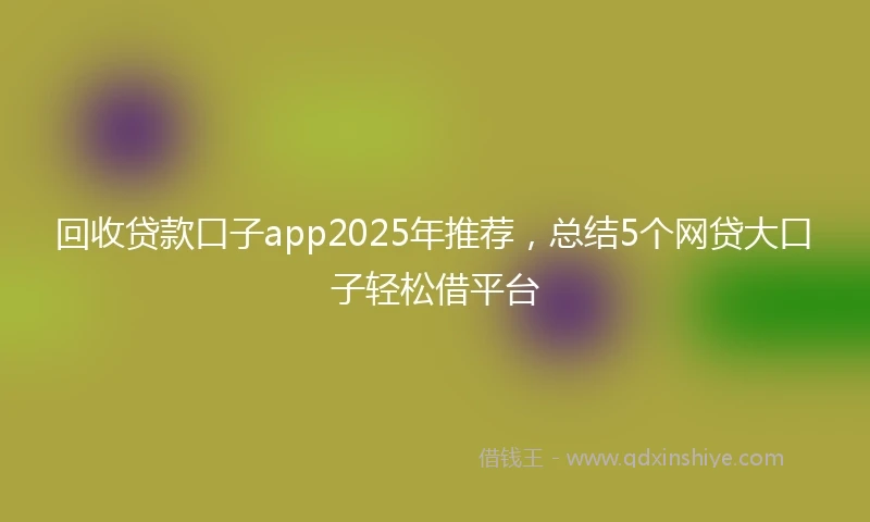 回收贷款口子app2025年推荐，总结5个网贷大口子轻松借平台