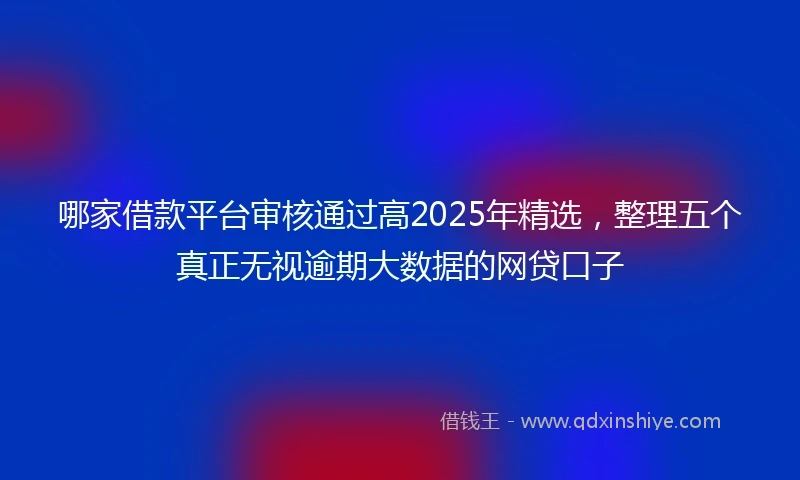 哪家借款平台审核通过高2025年精选，整理五个真正无视逾期大数据的网贷口子