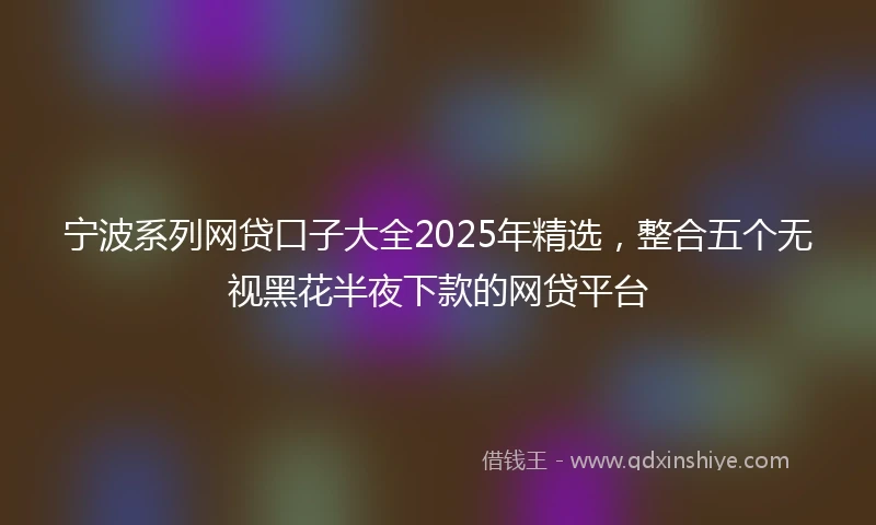 宁波系列网贷口子大全2025年精选，整合五个无视黑花半夜下款的网贷平台