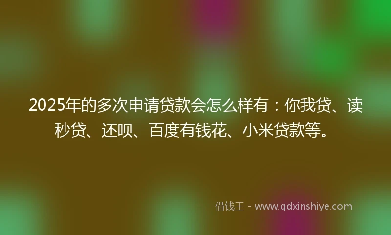 2025年的多次申请贷款会怎么样有：你我贷、读秒贷、还呗、百度有钱花、小米贷款等。