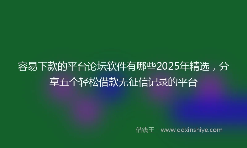 容易下款的平台论坛软件有哪些2025年精选，分享五个轻松借款无征信记录的平台