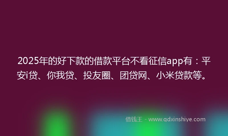 2025年的好下款的借款平台不看征信app有：平安i贷、你我贷、投友圈、团贷网、小米贷款等。