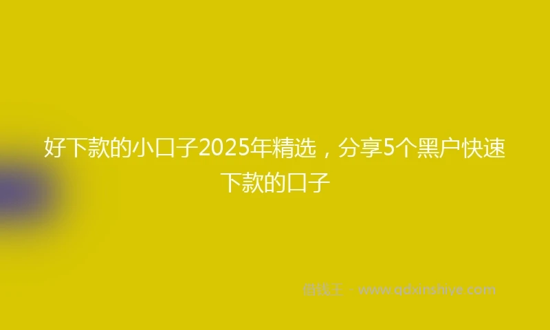 好下款的小口子2025年精选，分享5个黑户快速下款的口子