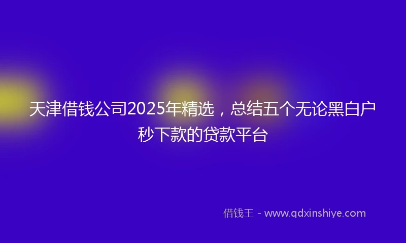 天津借钱公司2025年精选，总结五个无论黑白户秒下款的贷款平台