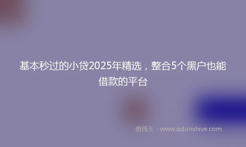 基本秒过的小贷2025年精选，整合5个黑户也能借款的平台