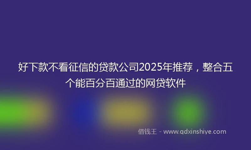 好下款不看征信的贷款公司2025年推荐,整合五个能百分百通过的网贷软件