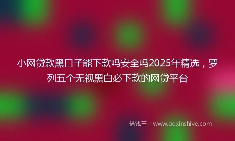 小网贷款黑口子能下款吗安全吗2025年精选，罗列五个无视黑白必下款的网贷平台