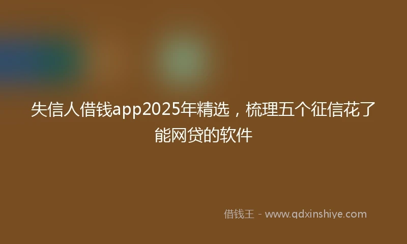 失信人借钱app2025年精选，梳理五个征信花了能网贷的软件