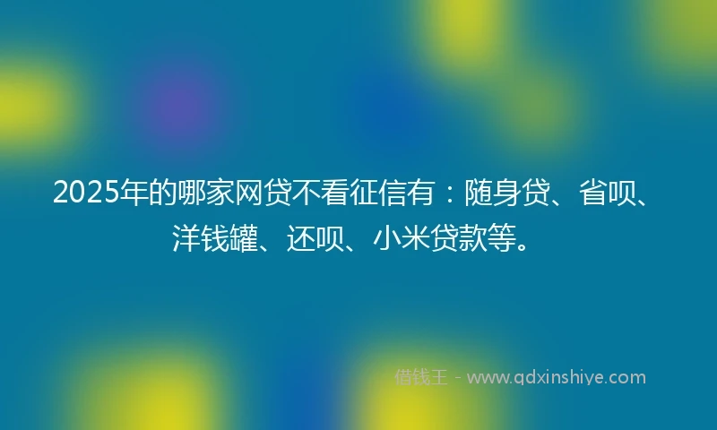 2025年的哪家网贷不看征信有：随身贷、省呗、洋钱罐、还呗、小米贷款等。