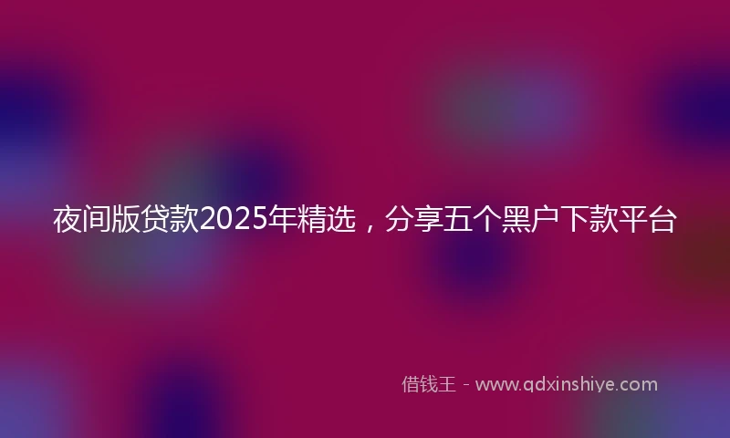 夜间版贷款2025年精选，分享五个黑户下款平台