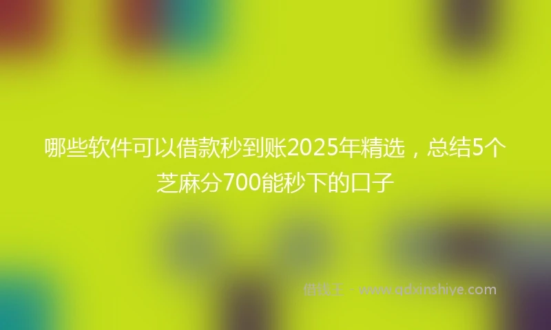 哪些软件可以借款秒到账2025年精选，总结5个芝麻分700能秒下的口子