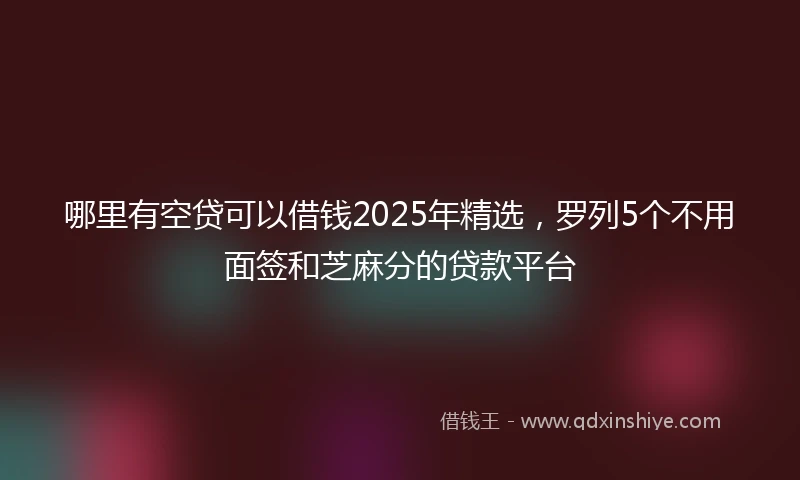 哪里有空贷可以借钱2025年精选，罗列5个不用面签和芝麻分的贷款平台