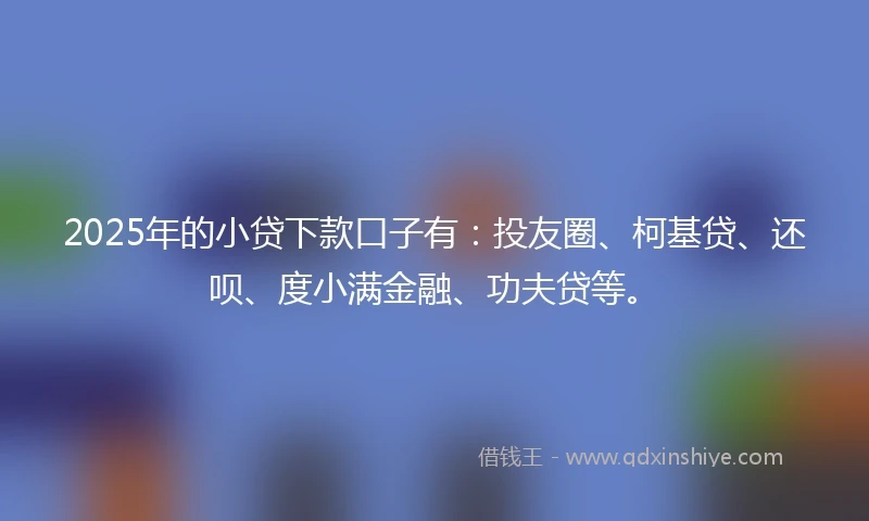 2025年的小贷下款口子有：投友圈、柯基贷、还呗、度小满金融、功夫贷等。