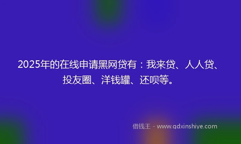 2025年的在线申请黑网贷有：我来贷、人人贷、投友圈、洋钱罐、还呗等。
