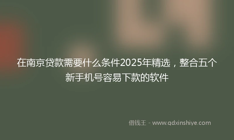 在南京贷款需要什么条件2025年精选，整合五个新手机号容易下款的软件