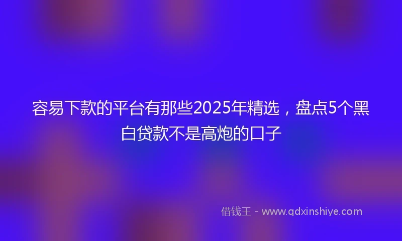 容易下款的平台有那些2025年精选，盘点5个黑白贷款不是高炮的口子