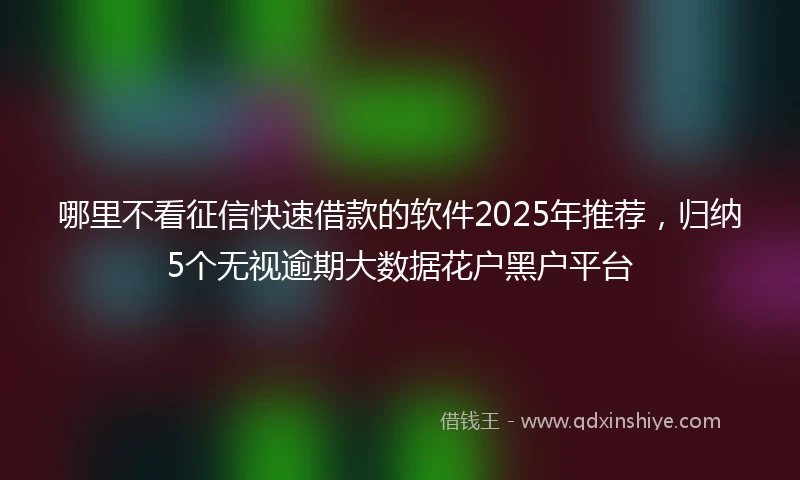 哪里不看征信快速借款的软件2025年推荐，归纳5个无视逾期大数据花户黑户平台