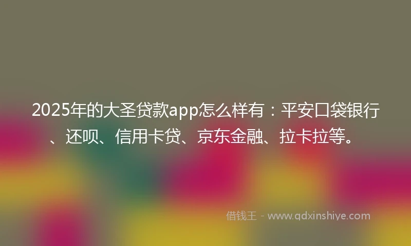 2025年的大圣贷款app怎么样有：平安口袋银行、还呗、信用卡贷、京东金融、拉卡拉等。