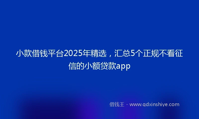 小款借钱平台2025年精选，汇总5个正规不看征信的小额贷款app