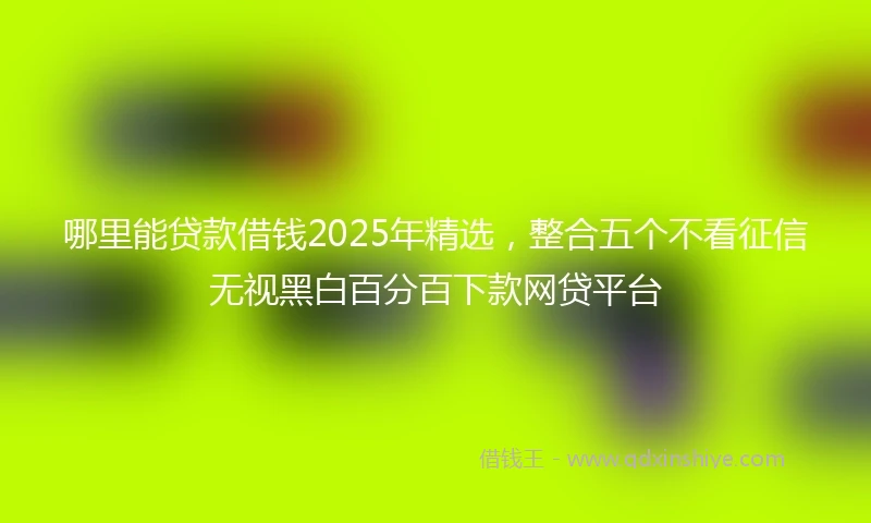 哪里能贷款借钱2025年精选，整合五个不看征信无视黑白百分百下款网贷平台